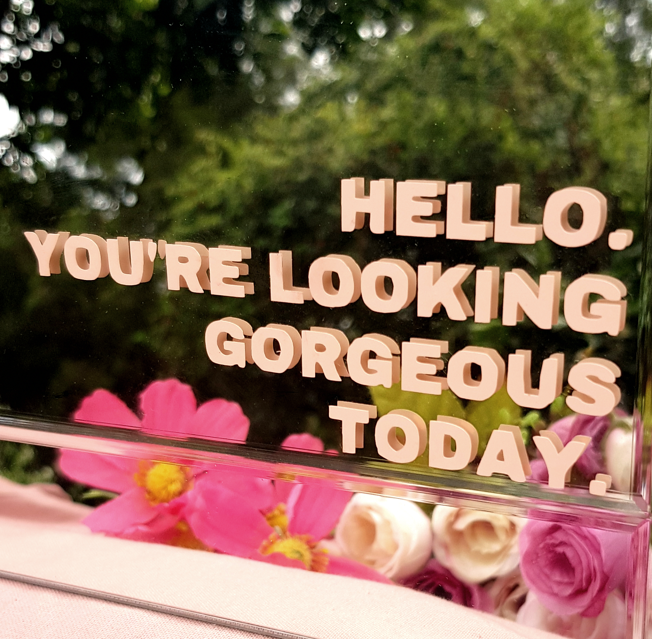 Hello you're looking gorgeous today mirror self affirmation vinyl decal - HerParade