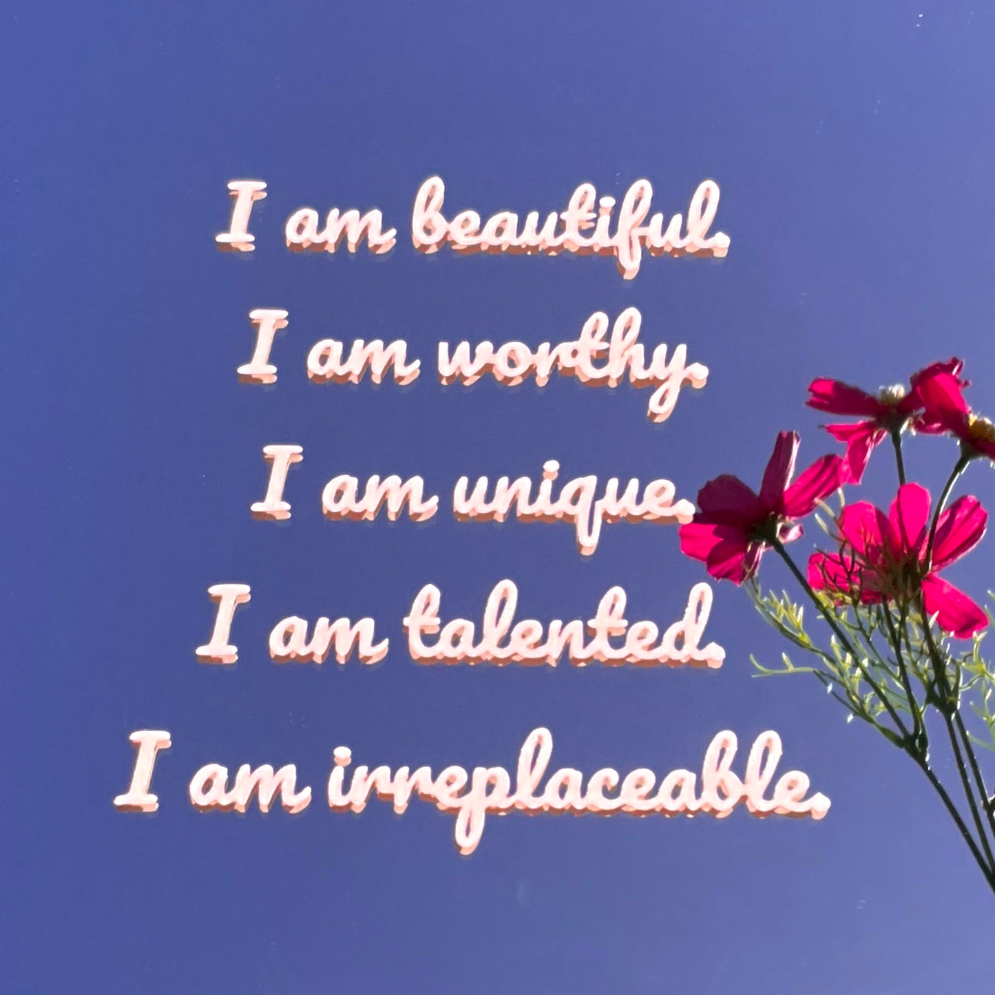 I am beautiful I am worthy I am unique I am talented I am irreplaceable mirror affirmation vinyl decal - HerParade