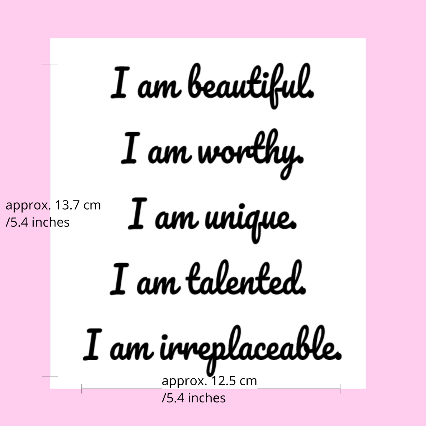 I am beautiful I am worthy I am unique I am talented I am irreplaceable mirror affirmation vinyl decal - HerParade