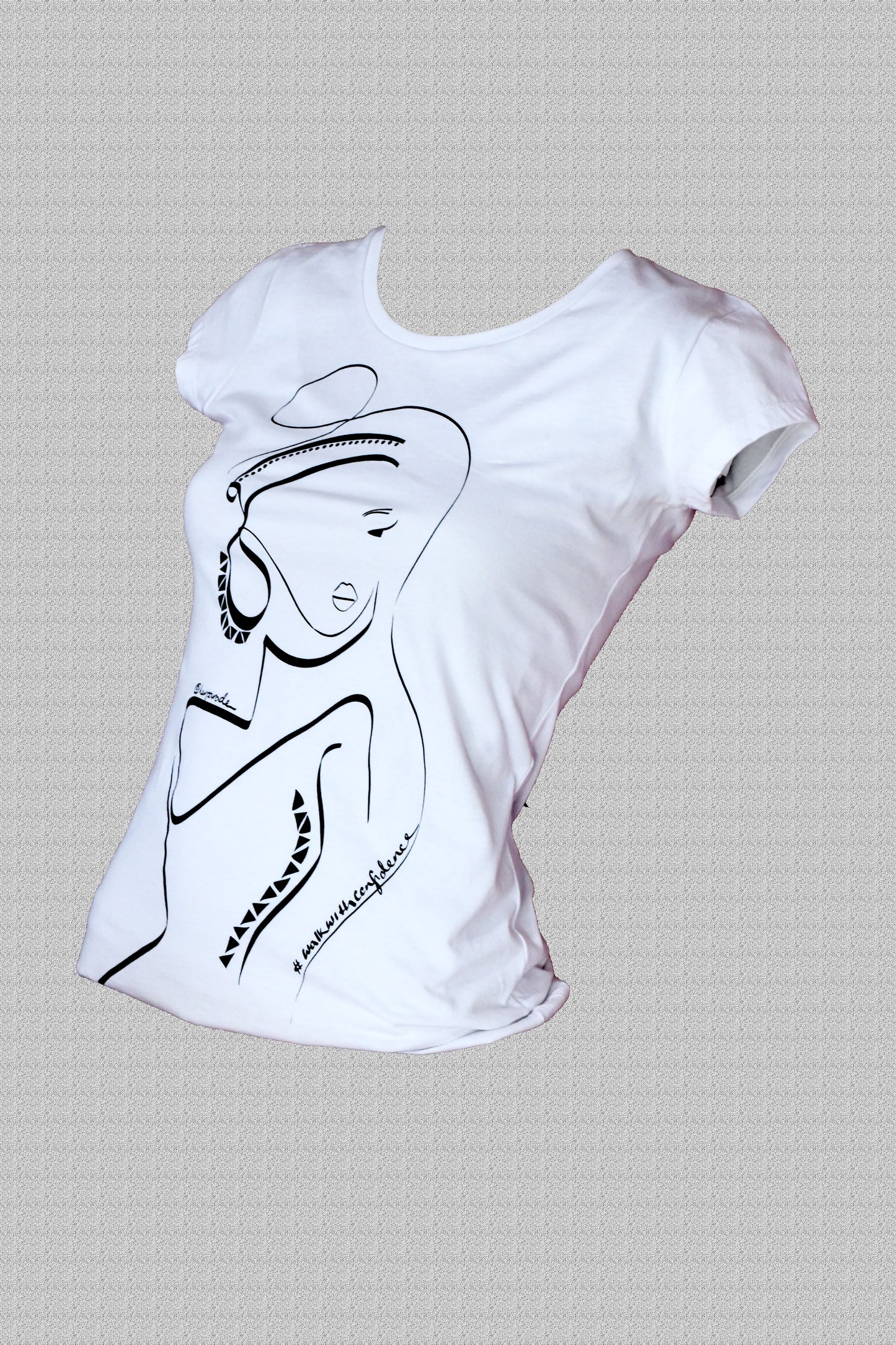 Women's organic cotton fitted tee walk with confidence helping women and their causes - HerParade