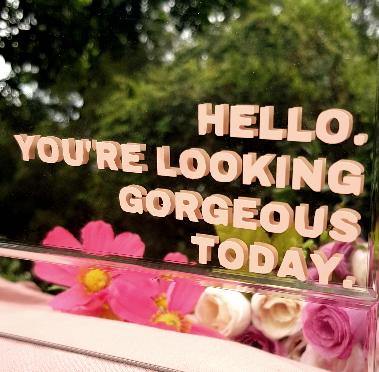 Hello you're looking gorgeous today mirror self affirmation vinyl decal - HerParade 