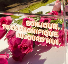 Load image into Gallery viewer, French Language, Hello. you&#39;re looking gorgeous today. |French translation| Mirror self-affirmation, vinyl decal
