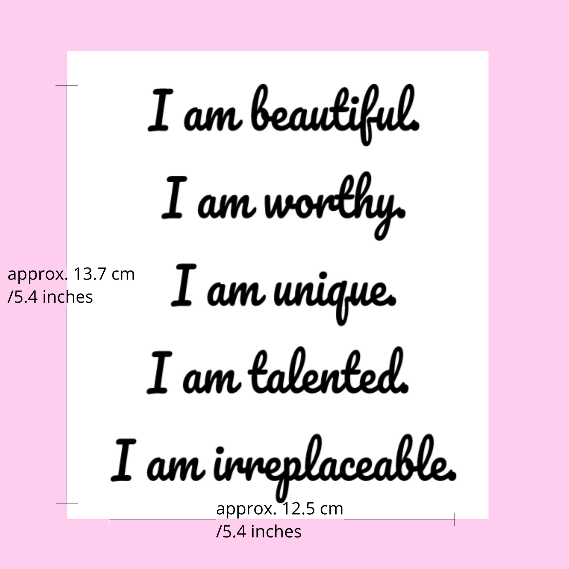 I am beautiful I am worthy I am unique I am talented I am irreplaceable mirror affirmation vinyl decal - HerParade 